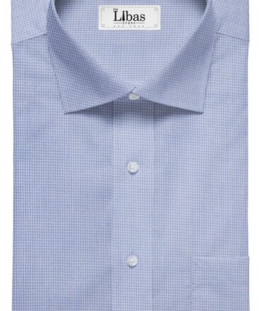 Raymond Men's Sky Blue Polyester Cotton Micro Checks Shirting Fabric (1.80 Meter)