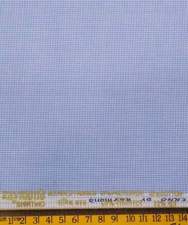 Raymond Men's Sky Blue Polyester Cotton Micro Checks Shirting Fabric (1.80 Meter)