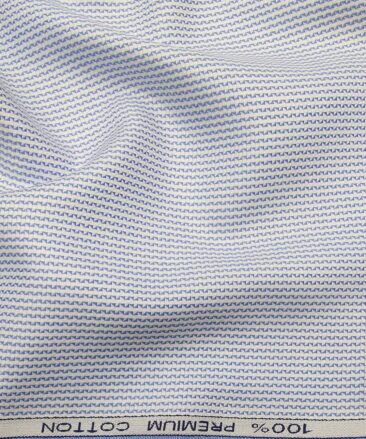 Raymond Men's White 100% Premium Cotton Blue Structured Shirting Fabric (1.80 Meter)