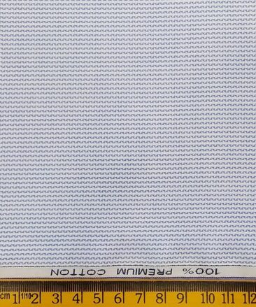 Raymond Men's White 100% Premium Cotton Blue Structured Shirting Fabric (1.80 Meter)