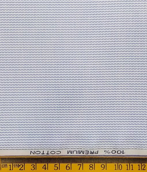 Raymond Men's White 100% Premium Cotton Blue Structured Shirting Fabric (1.80 Meter)