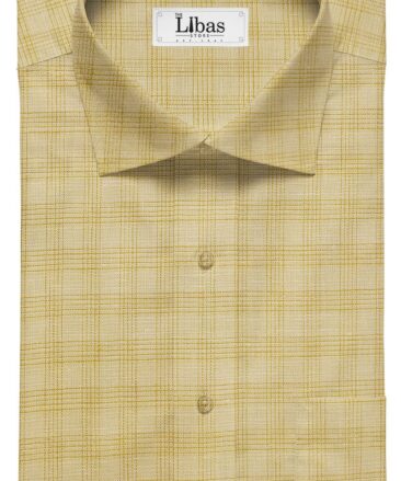 Raymond Men's Egg Nog Beige Pure Linen Self Check Unstitched Shirting Fabric (2.25 Meter)