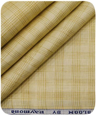 Raymond Men's Egg Nog Beige Pure Linen Self Check Unstitched Shirting Fabric (2.25 Meter)