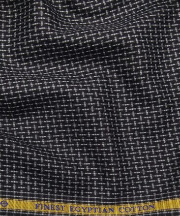 Soktas Men's Black 100% Egyptian Cotton Grey Structured Shirt Fabric (1.60 M)