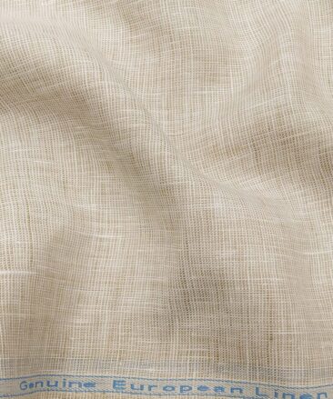 Linen Club Men's 100% Pure Linen Self Design Unstitched Shirting Fabric (Beige)