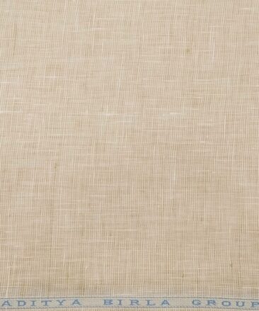 Linen Club Men's 100% Pure Linen Self Design Unstitched Shirting Fabric (Beige)