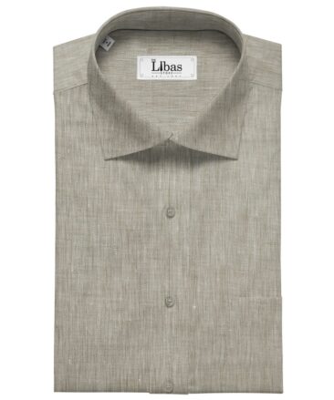 Linen Club Men's 100% Pure Linen Self Design Unstitched Shirting Fabric (Oyster Beige)