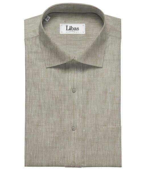 Linen Club Men's 100% Pure Linen Self Design Unstitched Shirting Fabric (Oyster Beige)