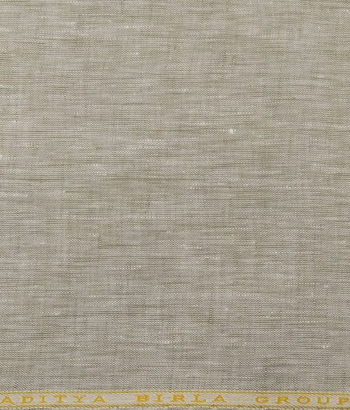 Linen Club Men's 100% Pure Linen Self Design Unstitched Shirting Fabric (Oyster Beige)