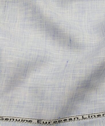 Linen Club Men's 100% Pure Linen Self Design Unstitched Shirting Fabric (Sky Blue)