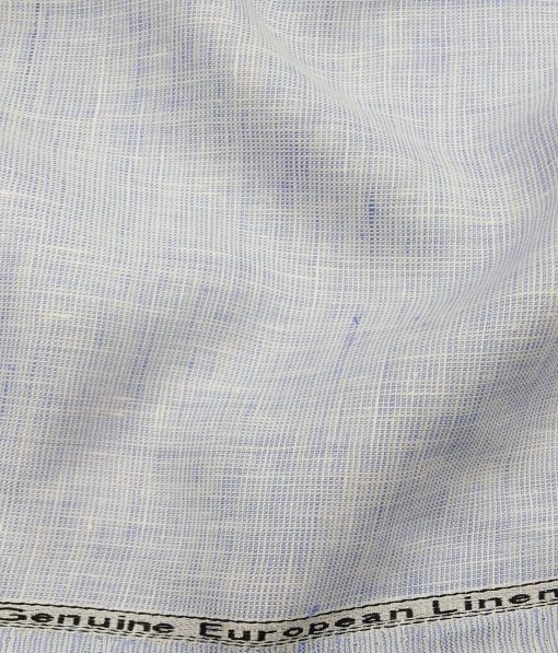 Linen Club Men's 100% Pure Linen Self Design Unstitched Shirting Fabric (Sky Blue)