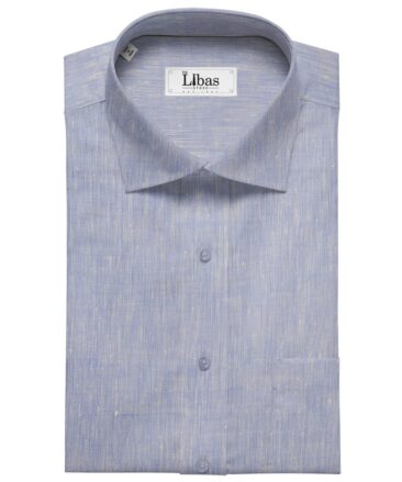 Linen Club Men's 100% Pure Linen 60 LEA Self Design Unstitched Shirting Fabric (Light Blue)