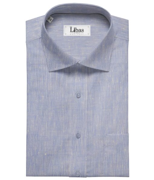 Linen Club Men's 100% Pure Linen 60 LEA Self Design Unstitched Shirting Fabric (Light Blue)