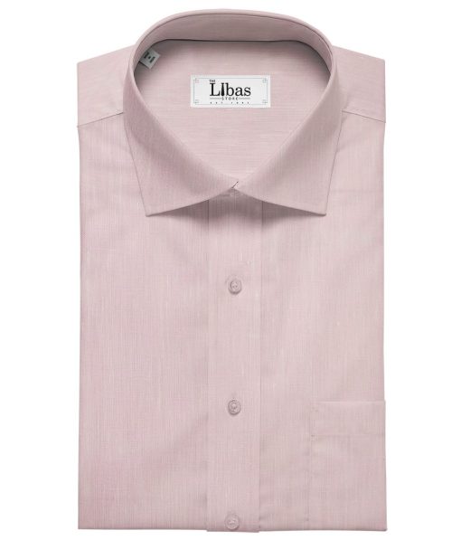 Linen Club Men's 100% Pure Linen 60 LEA Self Design Unstitched Shirting Fabric (Light Pink)