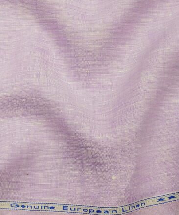 Linen Club Men's 100% Pure Linen 60 LEA Self Design Unstitched Shirting Fabric (Light Purple)