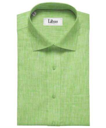 Linen Club Men's 100% Pure Linen 60 LEA Self Design Unstitched Shirting Fabric (Lime Green)