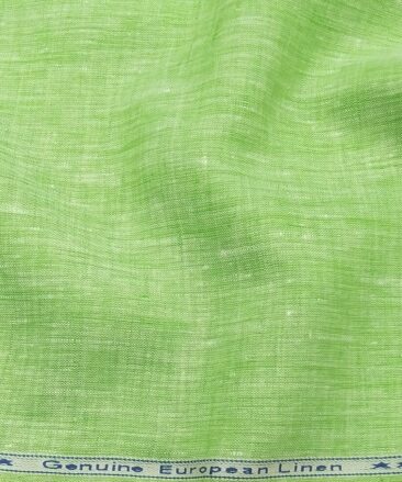 Linen Club Men's 100% Pure Linen 60 LEA Self Design Unstitched Shirting Fabric (Lime Green)