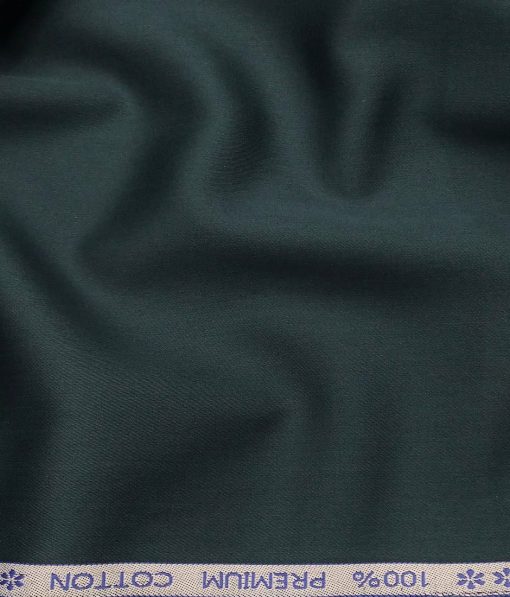 Arvind Men's 100% Premium Cotton Solids Stretchable Shirt Fabric ( Dark Ocean Green