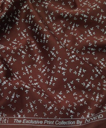 Arvind Men's 100% Premium Cotton Grey Floral Prints Unstitched Shirt Fabric (Maroon Red