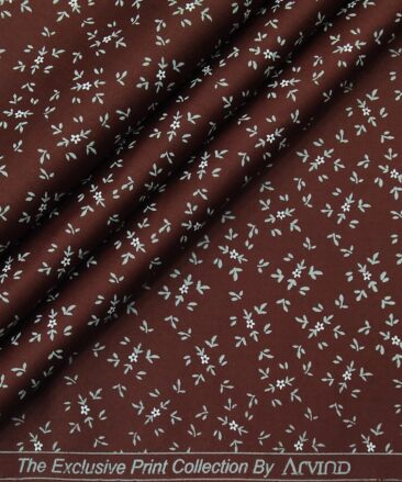 Arvind Men's 100% Premium Cotton Grey Floral Prints Unstitched Shirt Fabric (Maroon Red