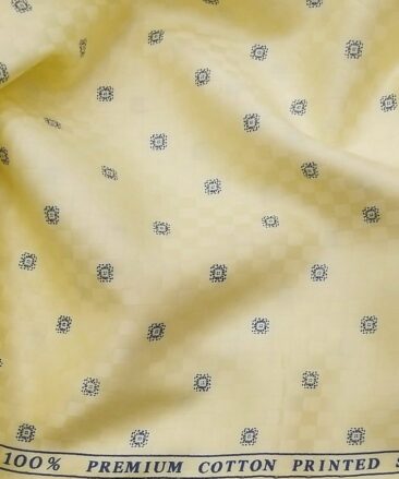 Birla Century Men's 100% Premium Cotton Blue Printed Unstitched Shirt Fabric (Daffodil Yellow