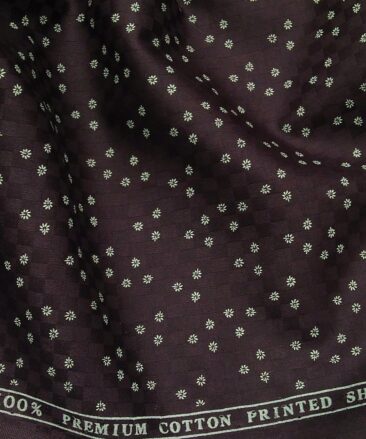 Birla Century Men's 100% Premium Cotton Beige  Printed Unstitched Shirt Fabric (Dark Purple