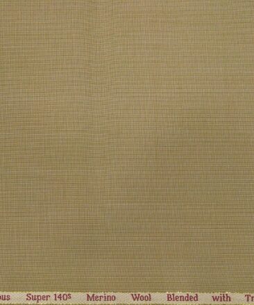 Cadini Men's Wool Super 140s Unstitched 3.25 Meter Structured Suit Fabric (Beige)