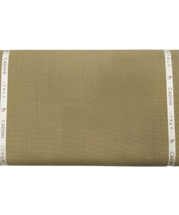 Cadini Men's Wool Super 140s Unstitched 3.25 Meter Structured Suit Fabric (Beige)