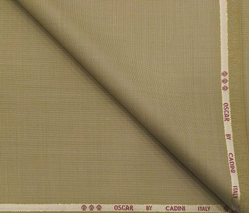 Cadini Men's Wool Super 140s Unstitched 3.25 Meter Structured Suit Fabric (Beige)