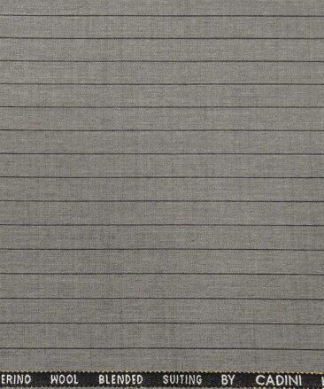 Cadini Men's Poly Wool Super 100s Unstitched Striped Suiting Fabric (Light Grey)