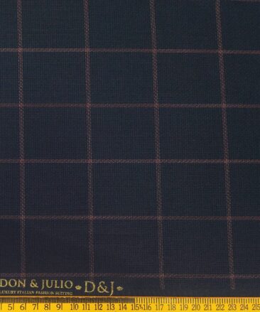 Don & Julio Terry Rayon Unstitched Structured Cum Checks Suiting Fabric (Dark Blue)