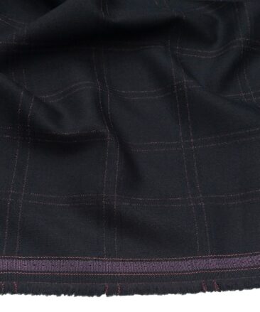 Don & Julio Terry Rayon Unstitched Checks Suiting Fabric (Dark Blueish Purple)