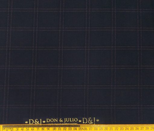 Don & Julio Terry Rayon Unstitched Checks Suiting Fabric (Dark Blueish Purple)