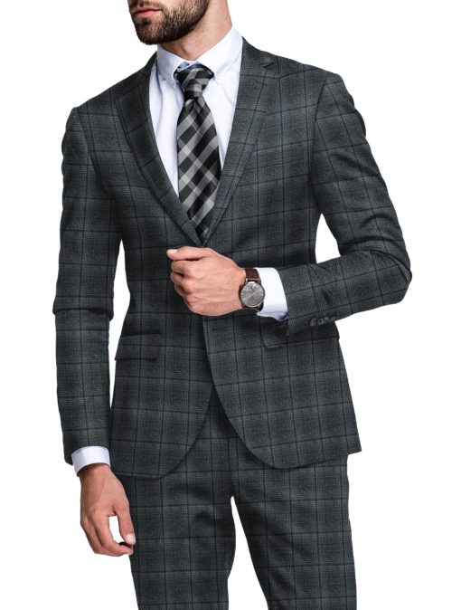 Don & Julio Terry Rayon Unstitched Checks Suiting Fabric (Dark Grey) - Image 6