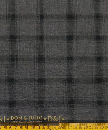 Don & Julio Terry Rayon Unstitched Checks Suiting Fabric (Grey)