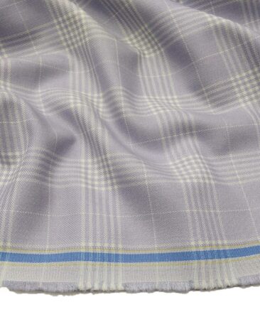 Don & Julio Terry Rayon Unstitched Checks Suiting Fabric (Light Purple)