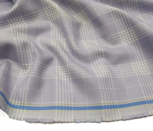 Don & Julio Terry Rayon Unstitched Checks Suiting Fabric (Light Purple)