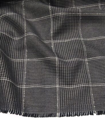 Don & Julio Terry Rayon Unstitched Structured Cum Checks Suiting Fabric (Grey)