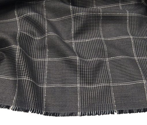 Don & Julio Terry Rayon Unstitched Structured Cum Checks Suiting Fabric (Grey)