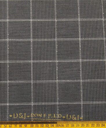 Don & Julio Terry Rayon Unstitched Structured Cum Checks Suiting Fabric (Grey)