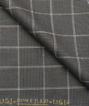 Don & Julio Terry Rayon Unstitched Structured Cum Checks Suiting Fabric (Grey)