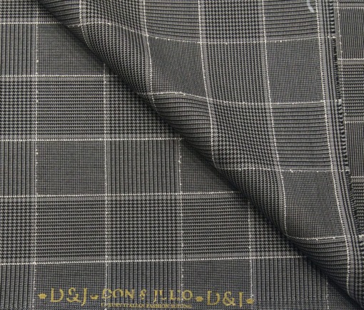 Don & Julio Terry Rayon Unstitched Structured Cum Checks Suiting Fabric (Grey)