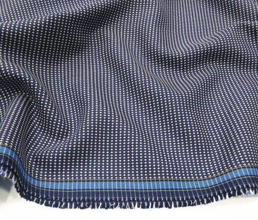 Don & Julio Terry Rayon Unstitched Dobby Structured Suiting Fabric (Blue)