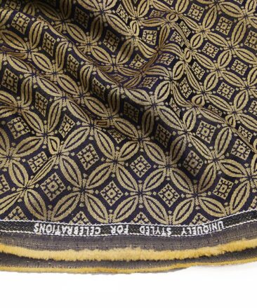 Donear Terry Rayon Unstitched Jacquard Suiting Fabric (Golden)