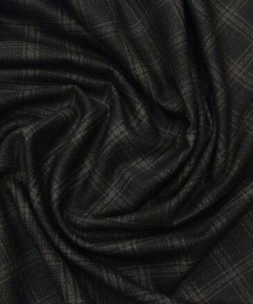 J.Hampstead Men's Terry Rayon Unstitched Broad Checks Suiting Fabric (Black)