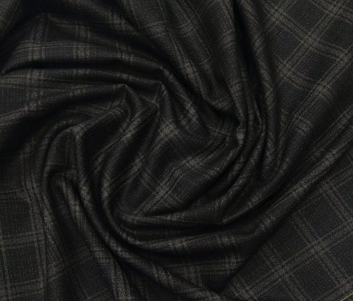 J.Hampstead Men's Terry Rayon Unstitched Broad Checks Suiting Fabric (Black)