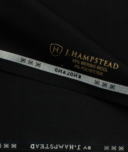 J.Hampstead Men’s 95% Wool Super 150's Unstitched Solid Suiting Fabric (Jet Black) - Image 6