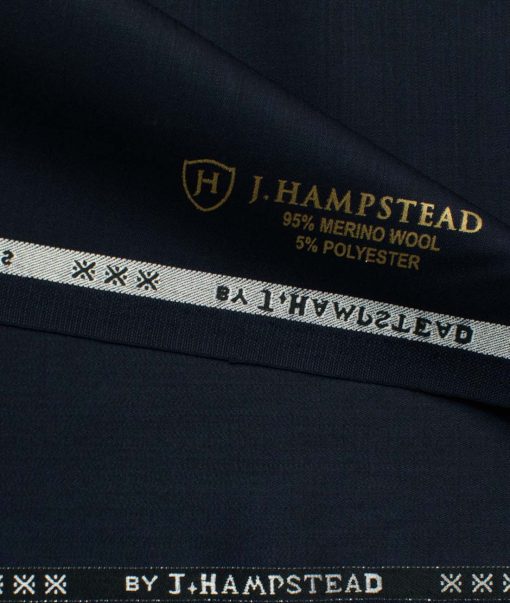 J.Hampstead Men's 95% Wool Super 150's Unstitched Solid Suiting Fabric (Navy Blue) - Image 6