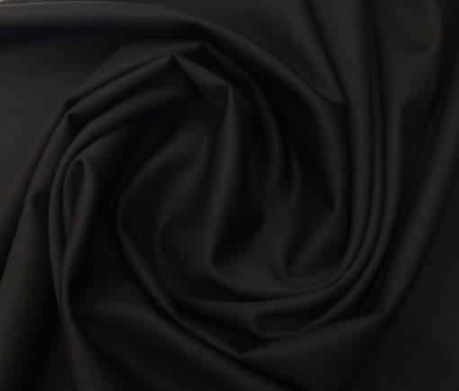 J.Hampstead Men's Wool Super 170s Unstitched 3.25 Meter Solid Suiting Fabric (Jet Black)