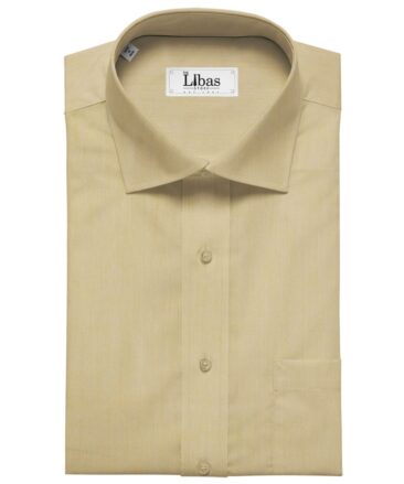 Soktas Men's Giza Cotton Solid Satin 1.60 Meter Unstitched Shirt Fabric (Biscotti Beige)